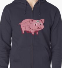 Rosa Schwein Hoodie mit Reißverschluss