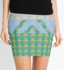 Duafe - Wooden Comb - Adinkra symbol pink green touch Mini Skirt