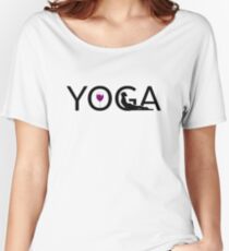 Yoga and Wine Funny Wine Graphics Yoga Lover T-Shirt Women's Relaxed Fit T-Shirt