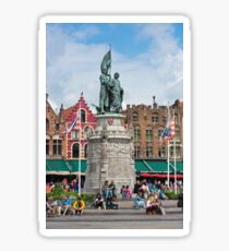 Monument on the main square in Bruges. Sticker