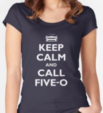 Keep Calm and Call Five-O (White) Women's Fitted Scoop T-Shirt