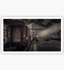 Couple in a Train Station Sticker