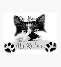 gxp cat my home my rules vector art black white gray Photographic Print