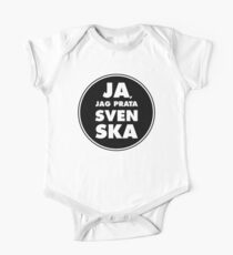 Ja, Jag Prata Svenska, Ja ich spreche Schwedisch, Kreis, schwarz bg Baby Body Kurzarm