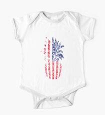 Pineapple USA Flag Red White Blue Stars Stripes One Piece - Short Sleeve