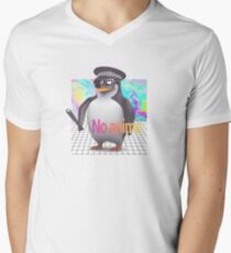 No Anime Penguin Dank Meme Vaporwave Men's V-Neck T-Shirt