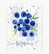 Watercolor Blueberries Photographic Print
