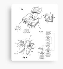 Mario Nintendo 64 Gaming System Patent Image Black Canvas Print