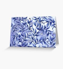 Jasmine and Flowing Foliage design in Dark Blue Greeting Card