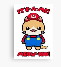 Cat Cute Funny Kawaii Mario Parody Canvas Print