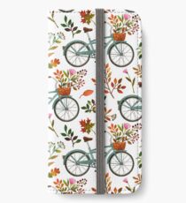 Balade en vélo d'automne sur fond blanc Étui portefeuille/coque/skin iPhone