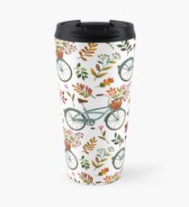 Herbstfahrradfahrt auf weißen Hintergrund Thermosbecher
