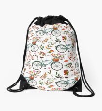 Autumn bike ride on white background Drawstring Bag