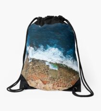 An aerial shot of the Salt Pans in Marsaskala Malta Drawstring Bag