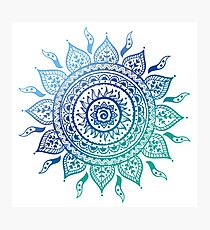 Blue Gradient Mandala Photographic Print