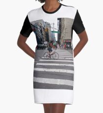 Zebra crossing, New York City, Manhattan, Brooklyn, New York, streets, buildings, pedestrians, #NewYorkCity, #Manhattan, #Brooklyn, #NewYork, #streets, #buildings, #skyscrapers, #cars, #pedestrians Graphic T-Shirt Dress