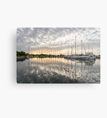 Herringbone Sky Patterns with Boats and Yachts Metal Print