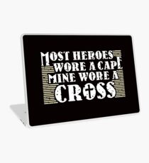Most Heroes Wore A Cape Mine Wore A Cross - Cool Jesus Chris Shirt and apparel For Christians Laptop Skin