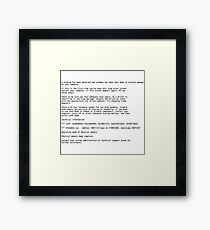 Windows 98 error message blue screen black font Framed Print