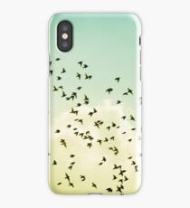 Birds Flying Photography, Birds Fly Sky, Mint Turquoise Yellow iPhone Case