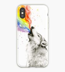 Vinilo o funda para iPhone Wolf Howling Rainbow