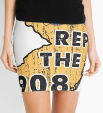 REP THE 908 - POPULAR DISTRESSED DESIGN WITH STATE FLAG AND AREA CODE 908 Mini Skirt