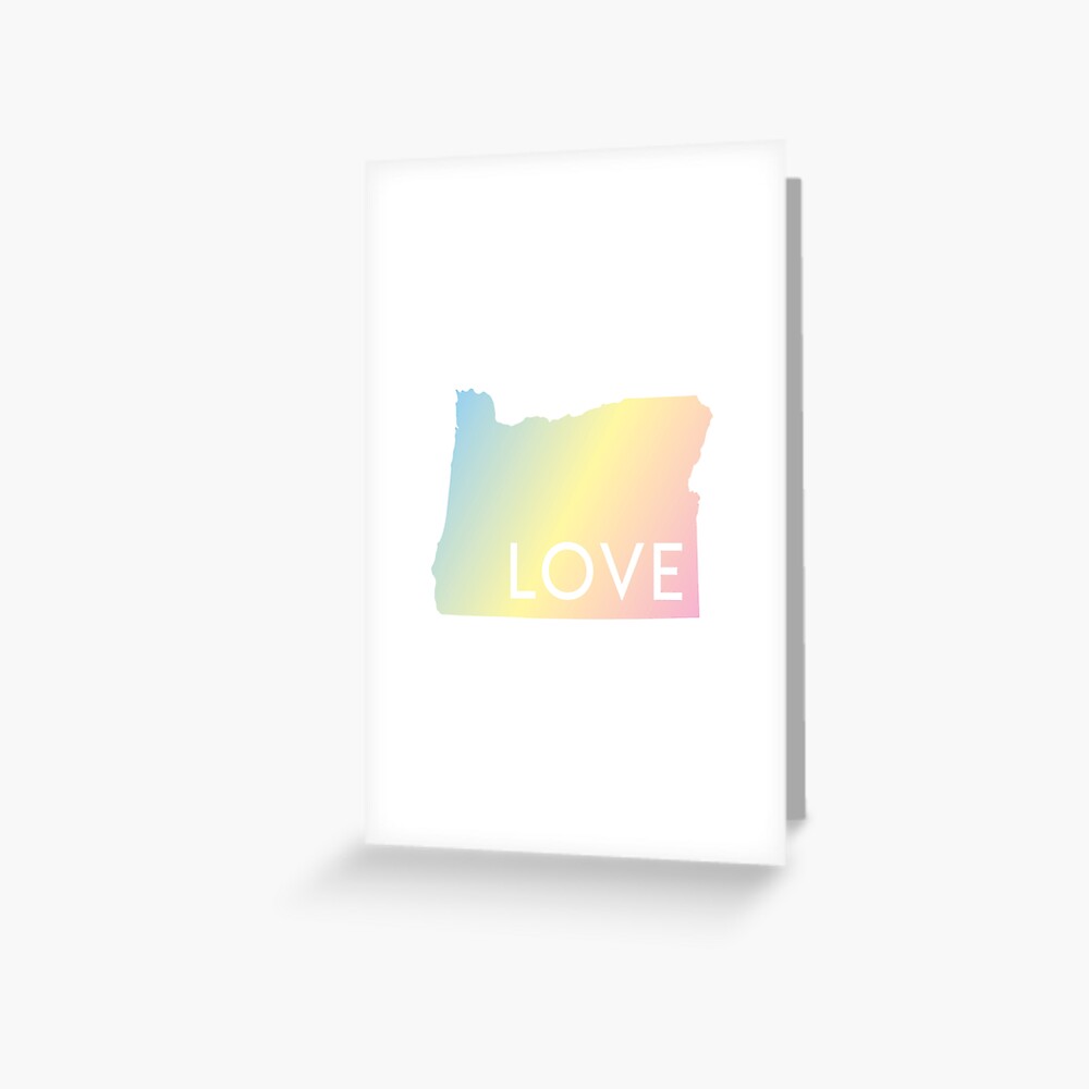 Pastel Rainbow Oregon Love Greeting Card