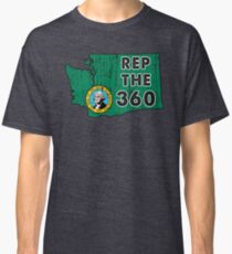 REP THE 360 - POPULAR DISTRESSED DESIGN WITH STATE FLAG AND AREA CODE 360 Classic T-Shirt
