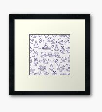 Seamless pattern with kids toys. Framed Print