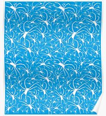 White spiders on light blue Poster