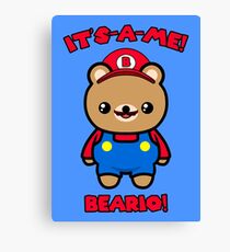 Cute Bear Funny Kawaii Mario Parody Canvas Print