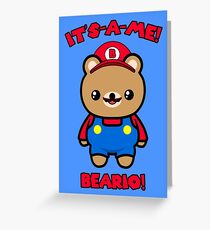 Cute Bear Funny Kawaii Mario Parody Greeting Card