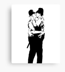 Banksy Policemen Kissing Canvas Print