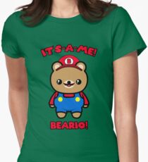 Bear Cute Kawaii Funny Mario Parody Women's Fitted T-Shirt
