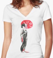 Umbrella Women's Fitted V-Neck T-Shirt