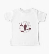 Fat woman and different sports equipment. Baby Tee