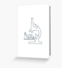 Microscope, electric car, charging station. Greeting Card