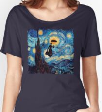 The Flying Lady with an Umbrella Oil Painting Women's Relaxed Fit T-Shirt