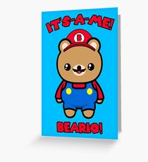 Bear Cute Funny Kawaii Mario Parody Greeting Card