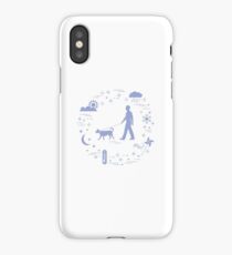 Man walking a dog on a leash in any weather. iPhone Case