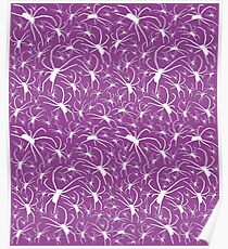 White spiders on violet, pink Poster