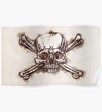 Abstract Skull Drawing Poster