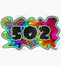 ABSTRACT, GROOVY, AND PSYCHEDELIC 502 DESIGN - VIBRANT COLORS WITH YOUR FAVORITE AREA CODE Poster