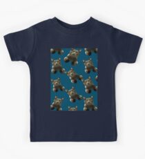 blue skydiving funny flying cat Kids Tee