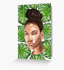 Girl With Hair Bun Greeting Card