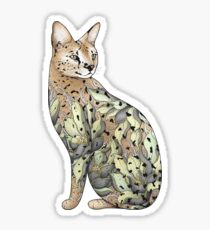 Pegatina Serval Cat en Lotus Flower Tattoo