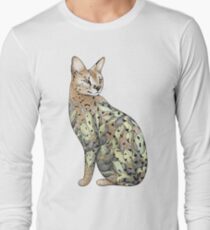 Camiseta de manga larga Serval Cat en Lotus Flower Tattoo