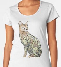 Camiseta premium para mujer Serval Cat en Lotus Flower Tattoo