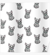 French Bulldogs Pattern - White Poster