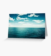 Ocean Sky Photography, Dark Teal Sea, Turquoise Aqua Blue Seascape Greeting Card